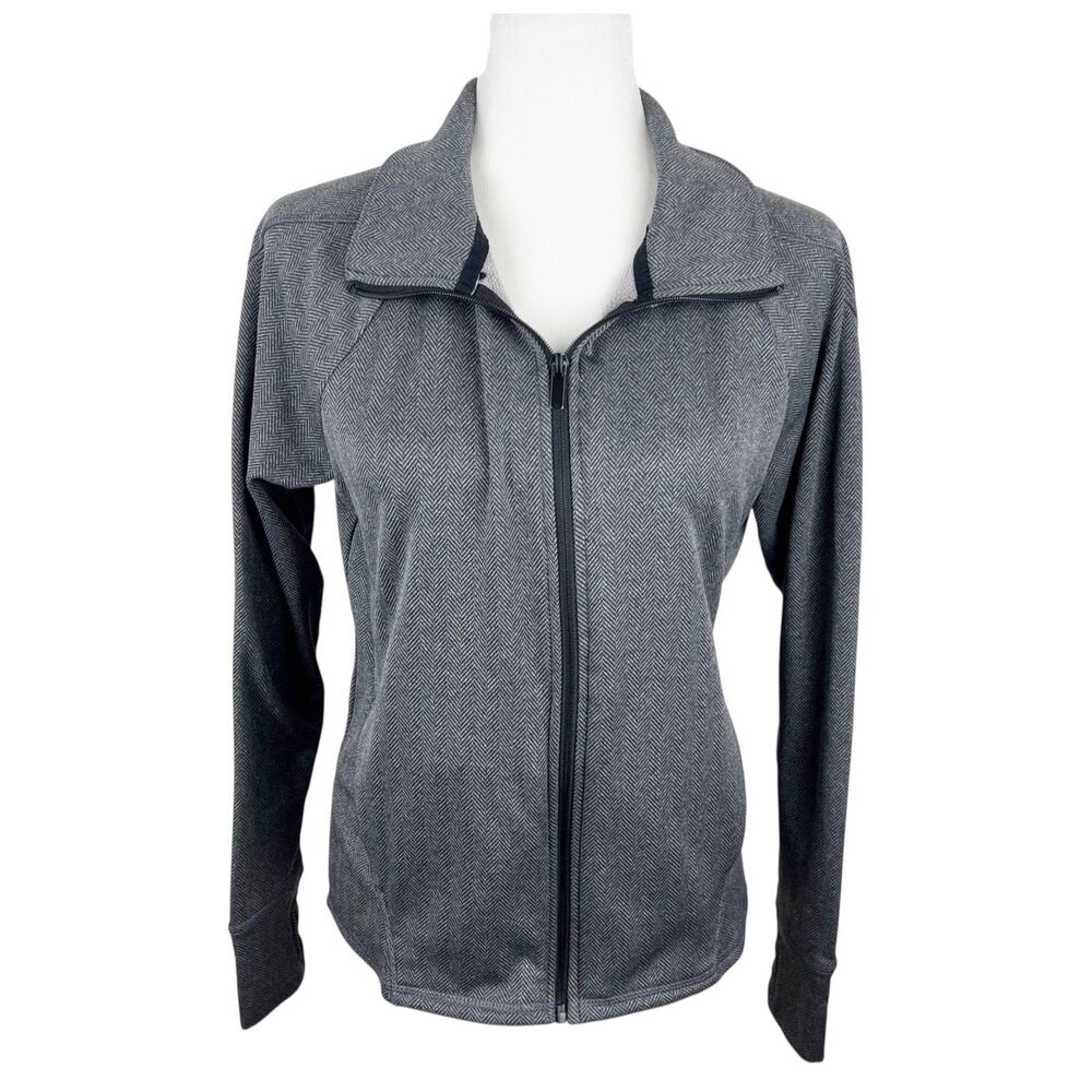 C9 by Champion Sweater Women Small Grey Black Chevron Zip Up Active Outer